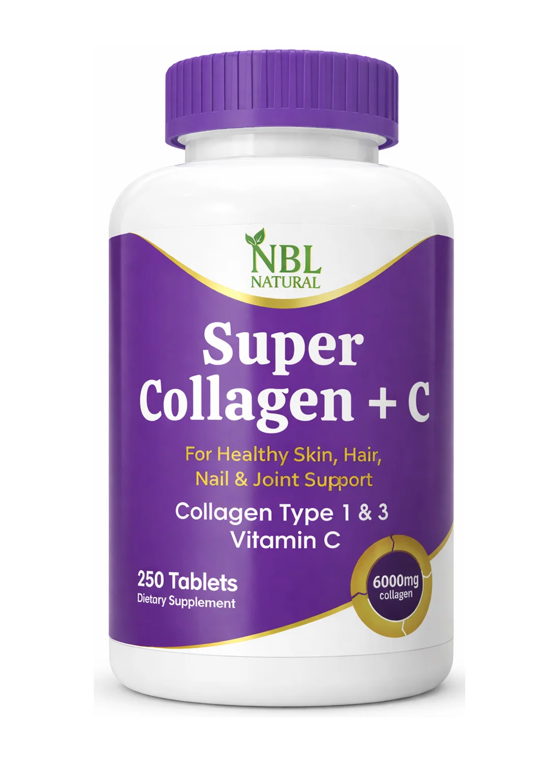 NBL Natural Collagen Supplement with Vitamin C for Skin Hair and Nails (250 Tablets) 6ogl4