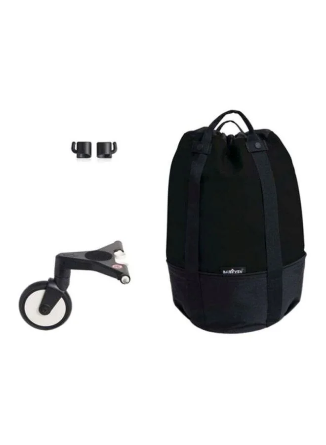 Premium Stroller Storage Bag with Wheel Base and Hooks for Compact Prams (Black, 40 cm x 30 cm) klppm