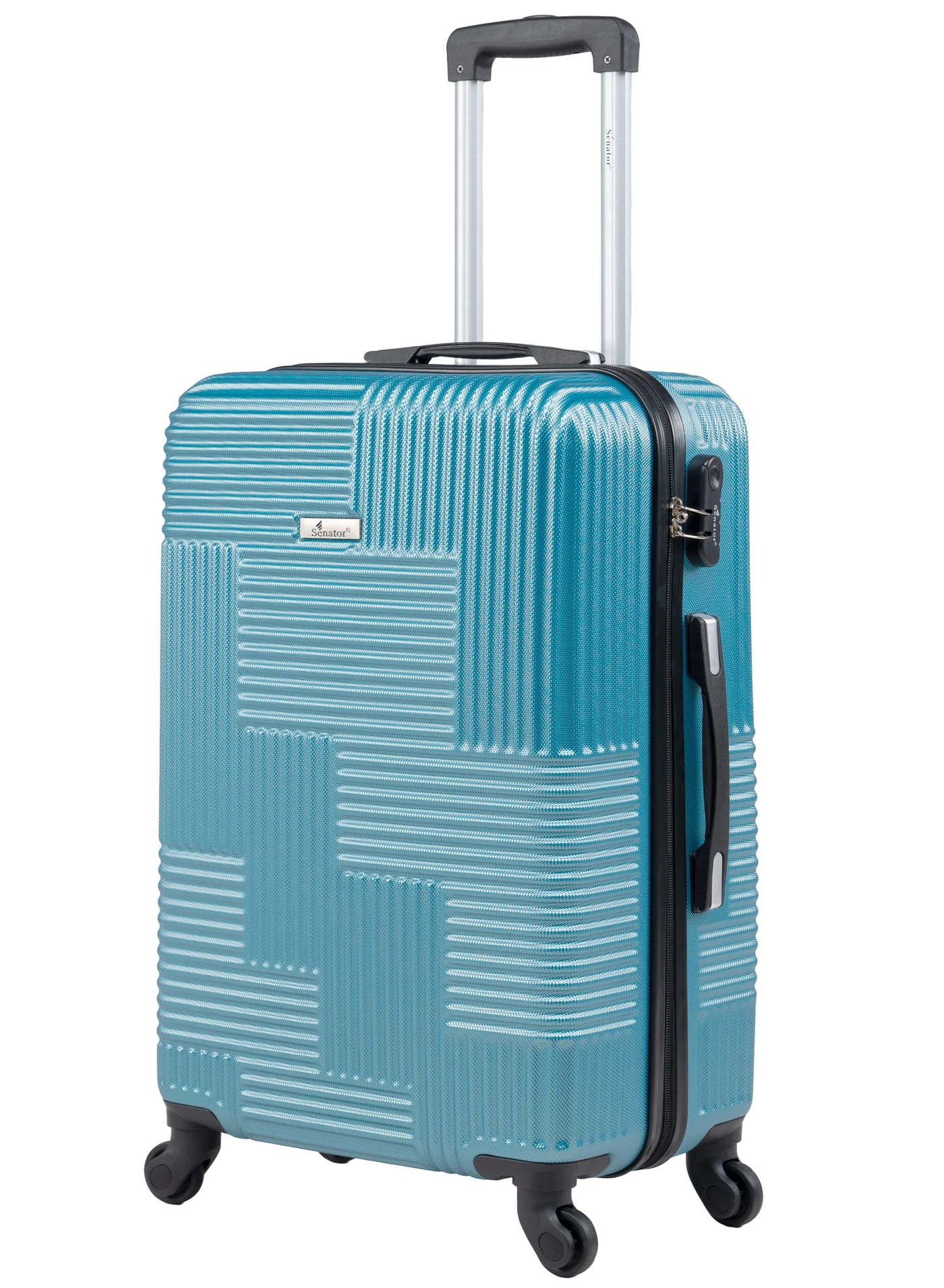 SENATOR Hard Case Travel Luggage Trolley Lightweight Suitcase with 4 Spinner Wheels (Light Blue, 55 cm) 5nd2z