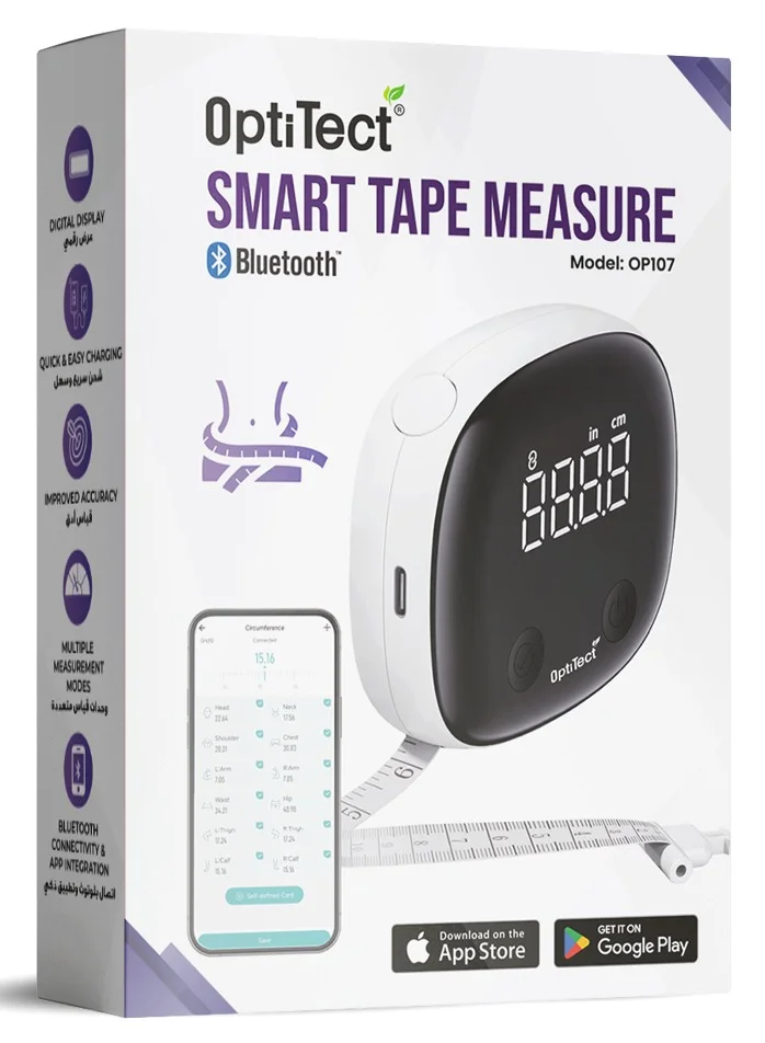 OptiTect Smart Digital Tape Measure with LCD Display and Rechargeable Battery (1 Piece) t6fpy