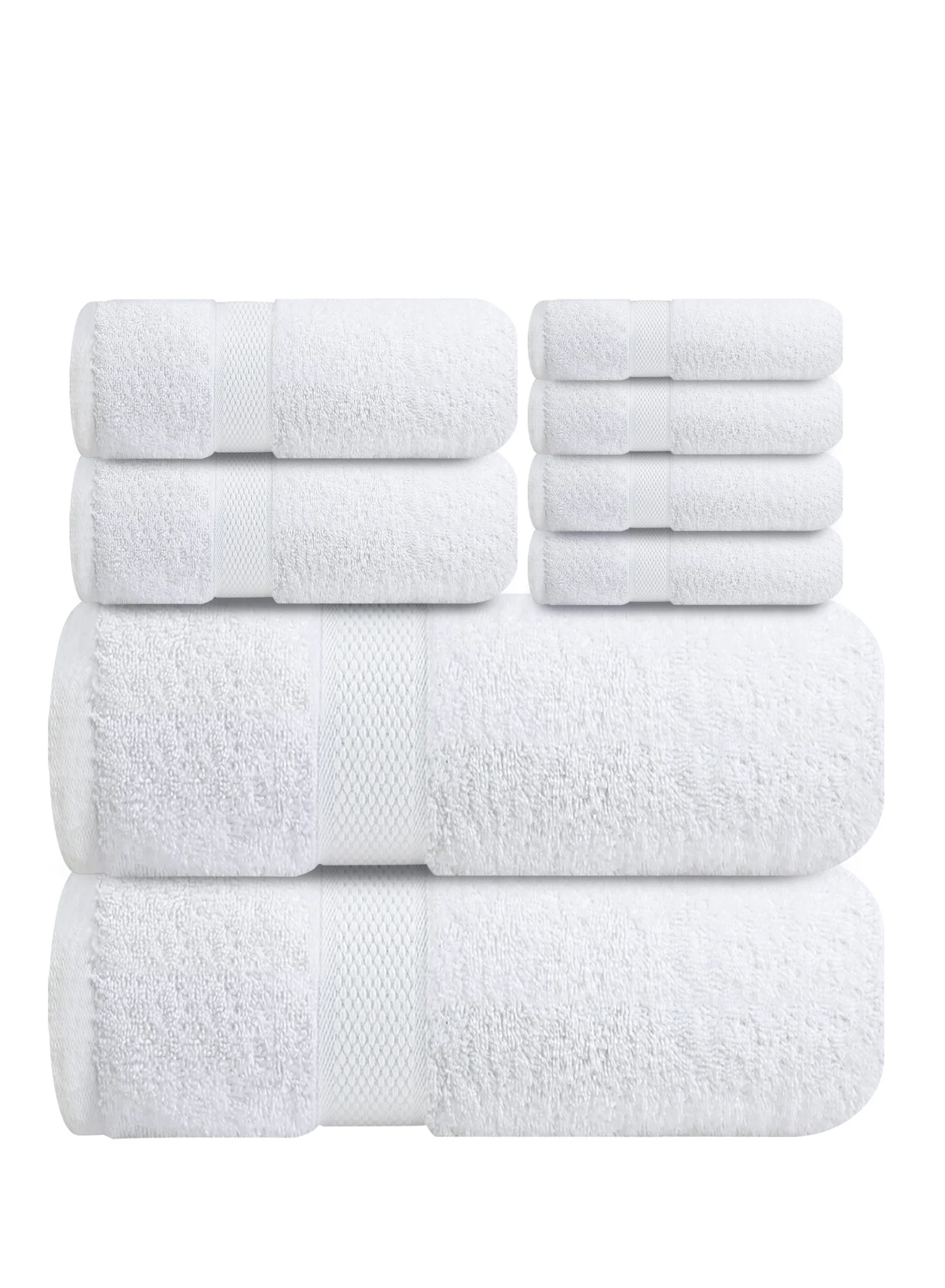 Infinitee Xclusives Premium 8-Piece Cotton Towel Set (White, 8-Piece Pack) rrxkn