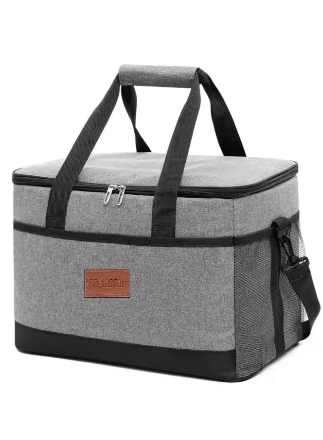 Premium Insulated Cooler Bag Large Capacity Waterproof Oxford Fabric (Grey, 33L) for Picnic BBQ Beach Lunch k9nd4