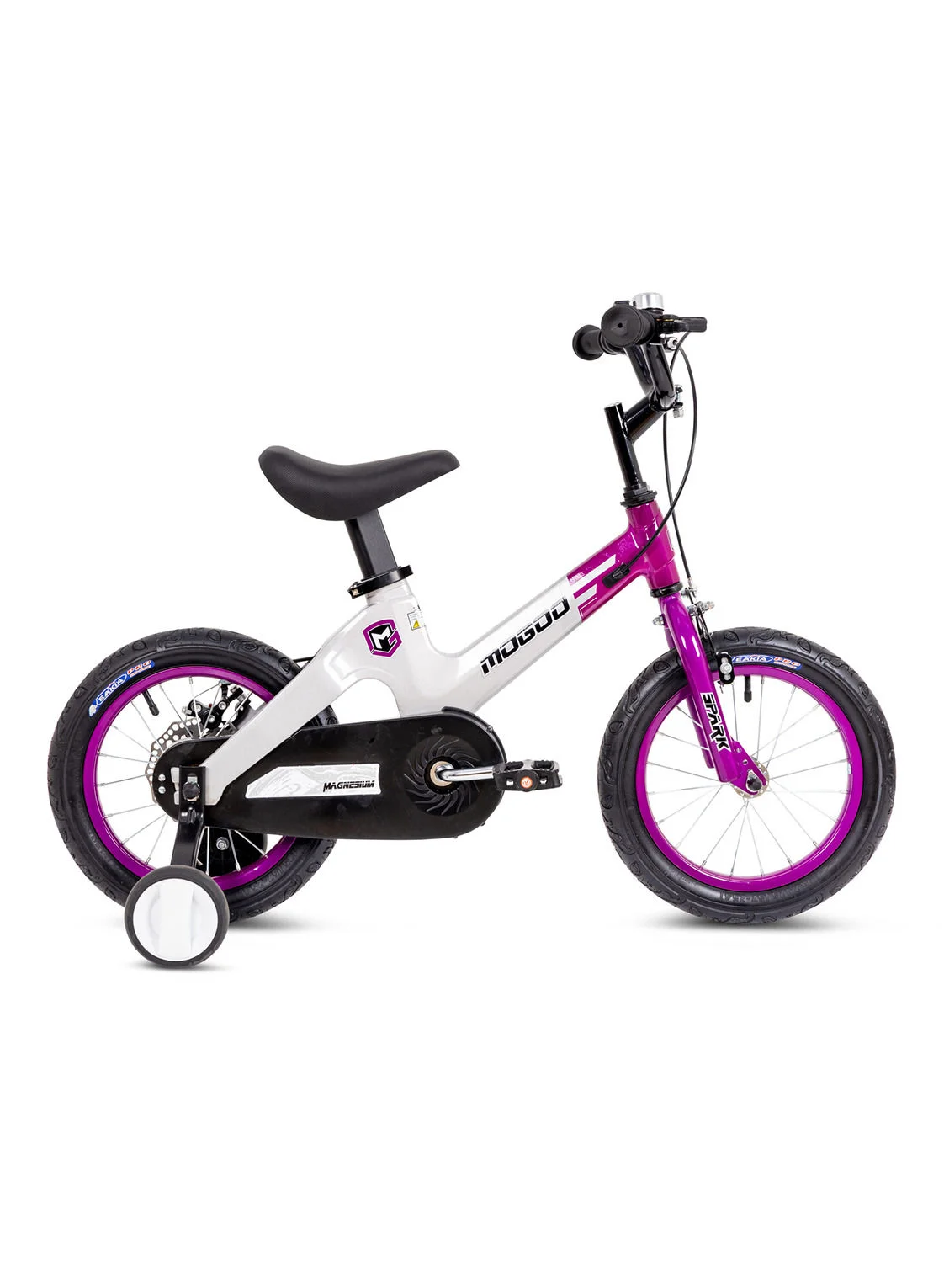 MOGOO Kids Bicycle 16-Inch Wheel Lightweight Magnesium Frame Adjustable Seat (Purple and White, 16-Inch) p6t5l