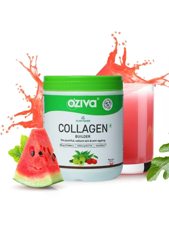OZiva Plant Based Collagen Builder Powder for Skin Radiance and Elasticity (Watermelon, 200g) 0znne