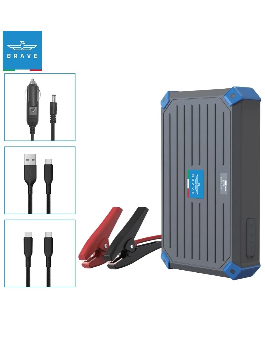 Brave 12V Supercapacitor Car Jump Starter 1000A Peak Battery-Free Power Booster for 6.0L Petrol and 4.0L Diesel Engines (Compact, Portable) 8lsnv