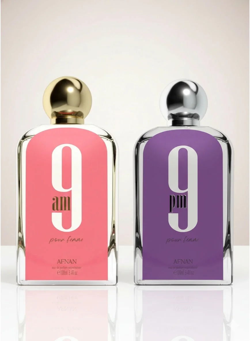 Afnan 9 PM & AM Eau de Parfum Fragrance Set (100 mL x 2) Premium Long-lasting Scent for Men xk1j3