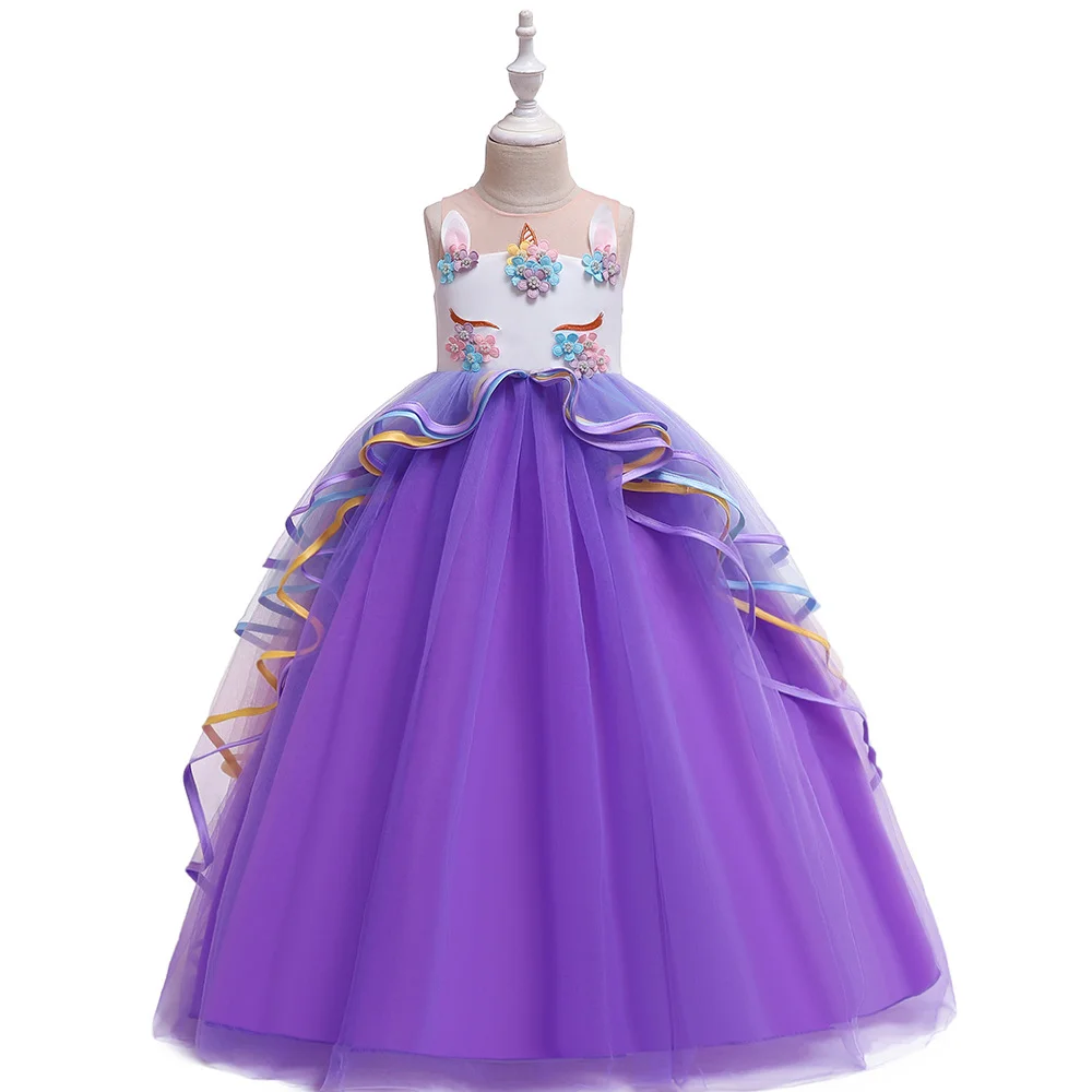 Loquat Girls Unicorn Costume Dress Premium Fantasy Party Outfit (Multicolor, 120 cm) kfytz