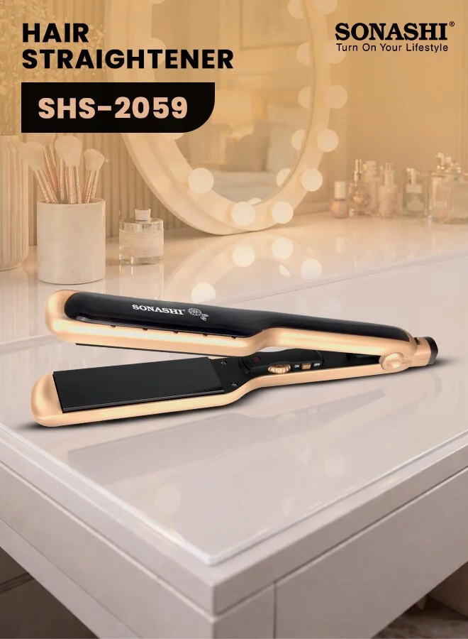 Sonashi Wet and Dry Hair Straightener with Ceramic Coating Plates and Digital Temperature Control (Gold/Black, 31.5 cm) e38jc