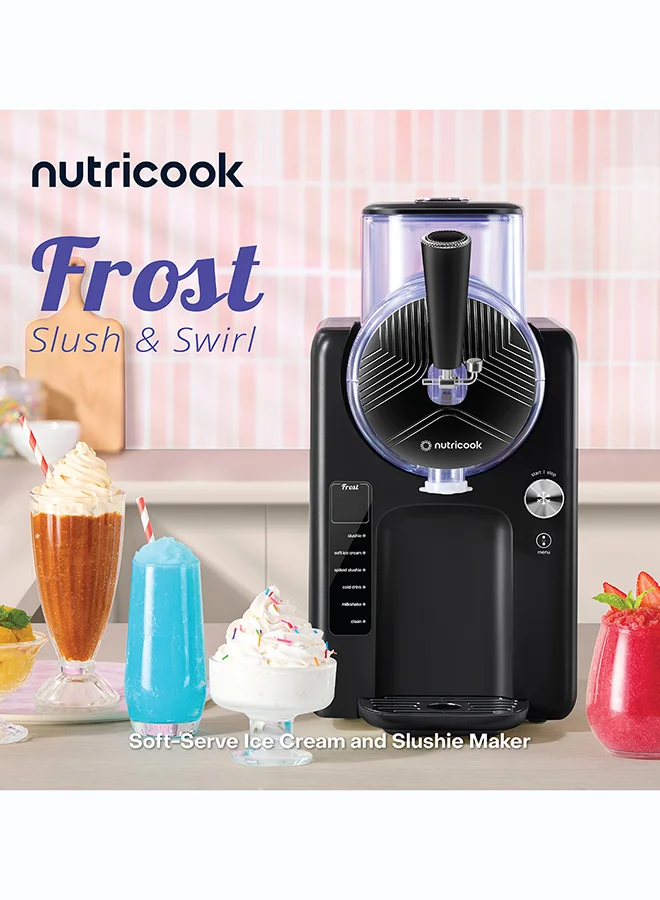 Nutricook Frost Ice Cream Maker 2-in-1 Soft Serve and Slushie Machine with Built-In Compressor (Black, 1.8 L) jne8b