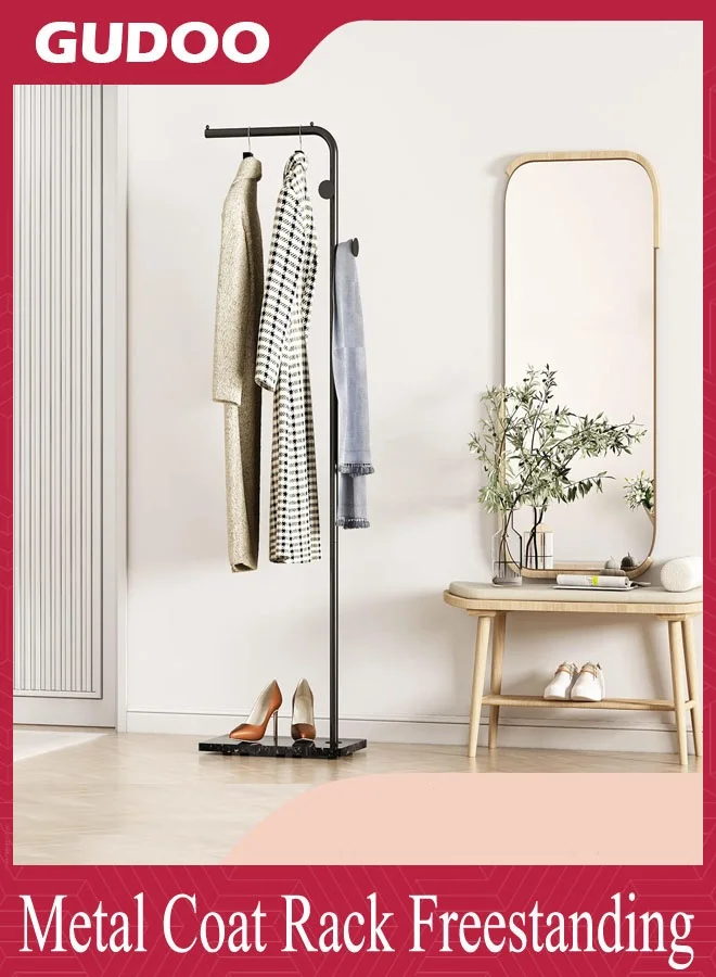 GUDOO Freestanding Metal Coat Rack with Natural Marble Base (3 Hooks, 170 cm) 7bv5e