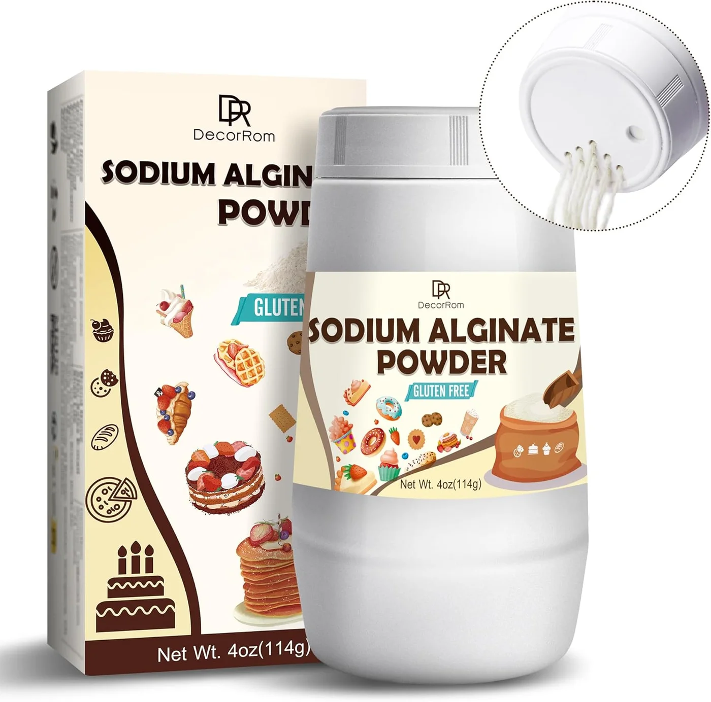 DecorRom Sodium Alginate Powder Premium Culinary Thickening and Gelling Agent (113 g) djcjn