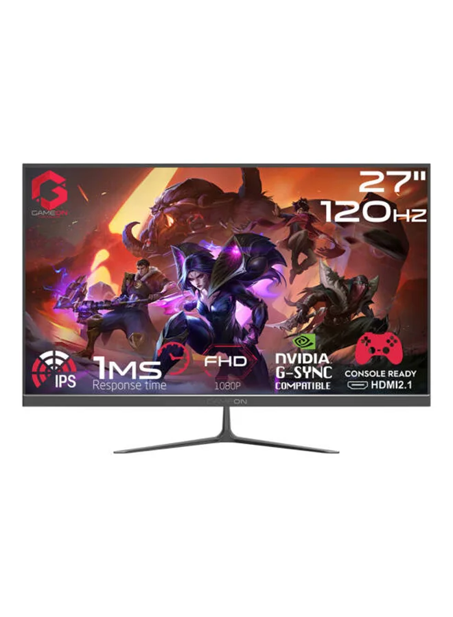 GAMEON 27 inch Gaming Monitor FHD IPS Display 120Hz 1ms Response Time with HDMI 2.1 and VGA Ports (Black, 27 inch) 8zatq