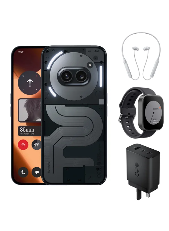 Premium Smartphone 12GB RAM 256GB Dual SIM Bundle with Neckband Smartwatch and 65W Charger (Black, 6.7 inch) 69i10
