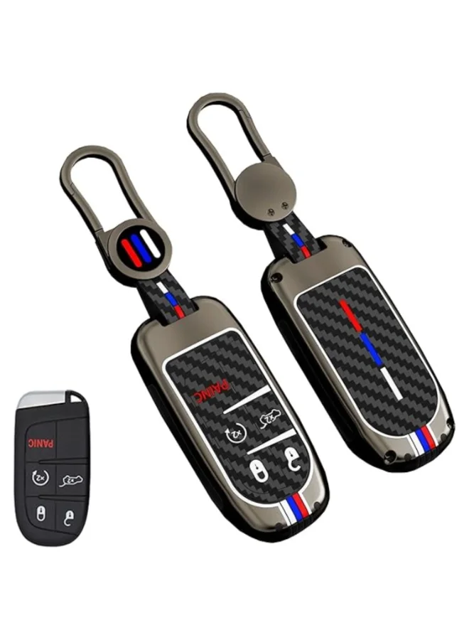 7Cylinder Premium Zinc Alloy Key Fob Cover with Keychain (Metallic Grey, 5 Buttons) p35lc