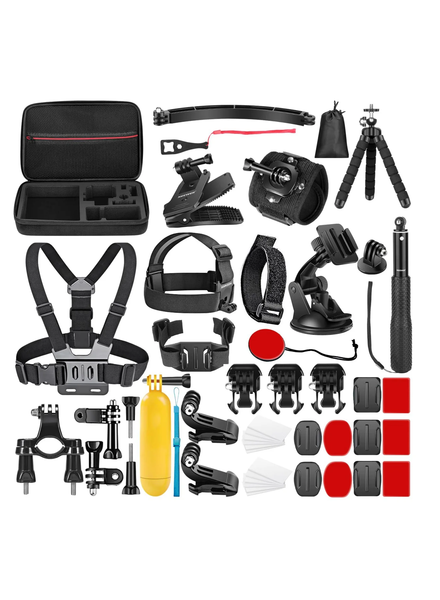 Arabest 50-in-1 Action Camera Accessory Kit Professional Mounting Set for Sports DV (Universal Compatibility, 50 Pieces) fbh1w