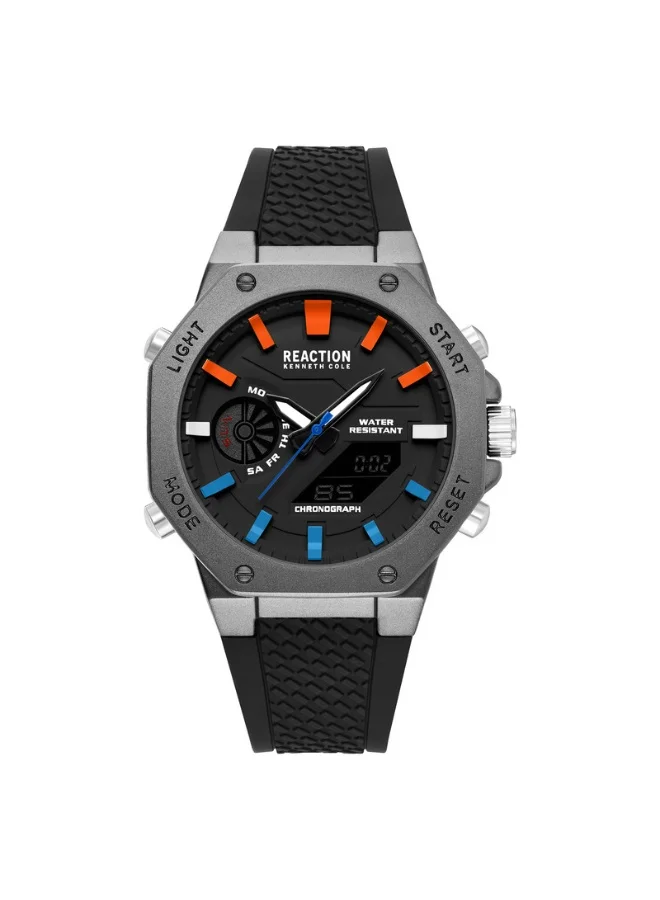 Premium Men's Analog Digital Sport Watch with Silicone Strap (Black, 46mm) oy87g
