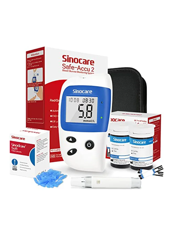 Sinocare Blood Glucose Monitoring System with 50 Test Strips and Lancets (Premium Diagnostic Kit) 2id30