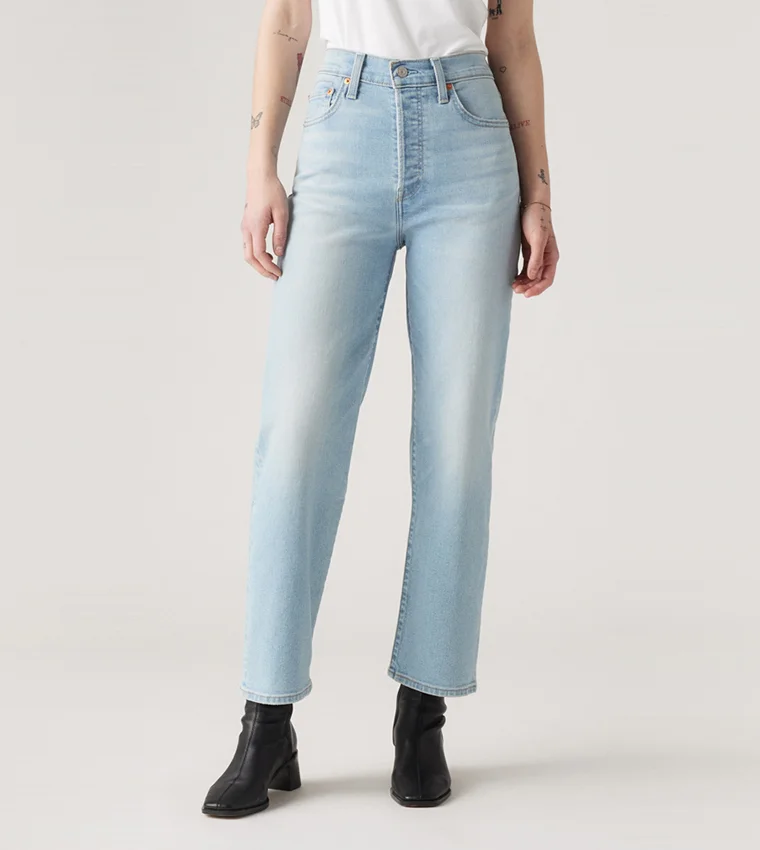 Premium High-Rise Straight Ankle Jeans for Women (Blue, 28) 3yd1a