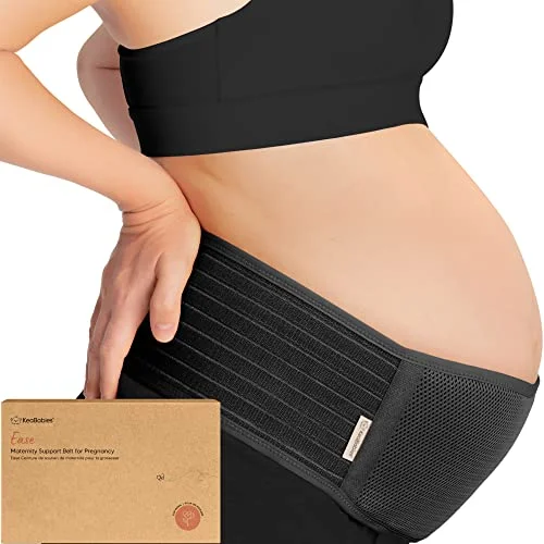 Premium Maternity Belly Support Band Adjustable Pregnancy Belt for Back and Pelvic Relief (Midnight Black, ML) va1o3