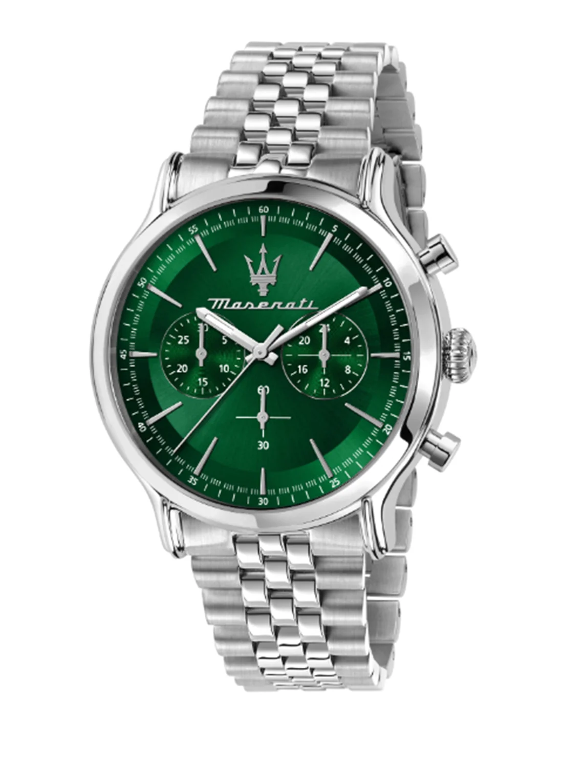 Premium Men's Chronograph Watch with Green Sunray Dial and Stainless Steel Band (42mm) juk99