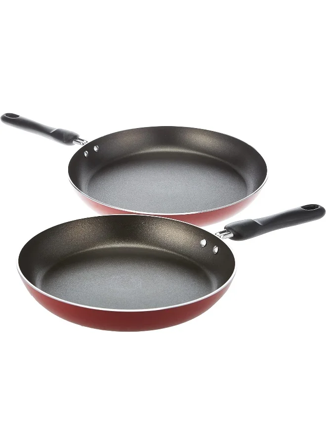 Premium Non-Stick Aluminium Frypan Set (24 cm and 28 cm, Red, 2-Piece) a42nt