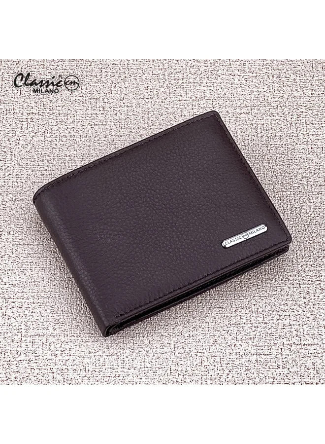 Classic Milano Genuine Leather Bifold Wallet for Men (RFID Blocking, Slim Design, Brown, 11 cm x 9 cm) 4wgwm