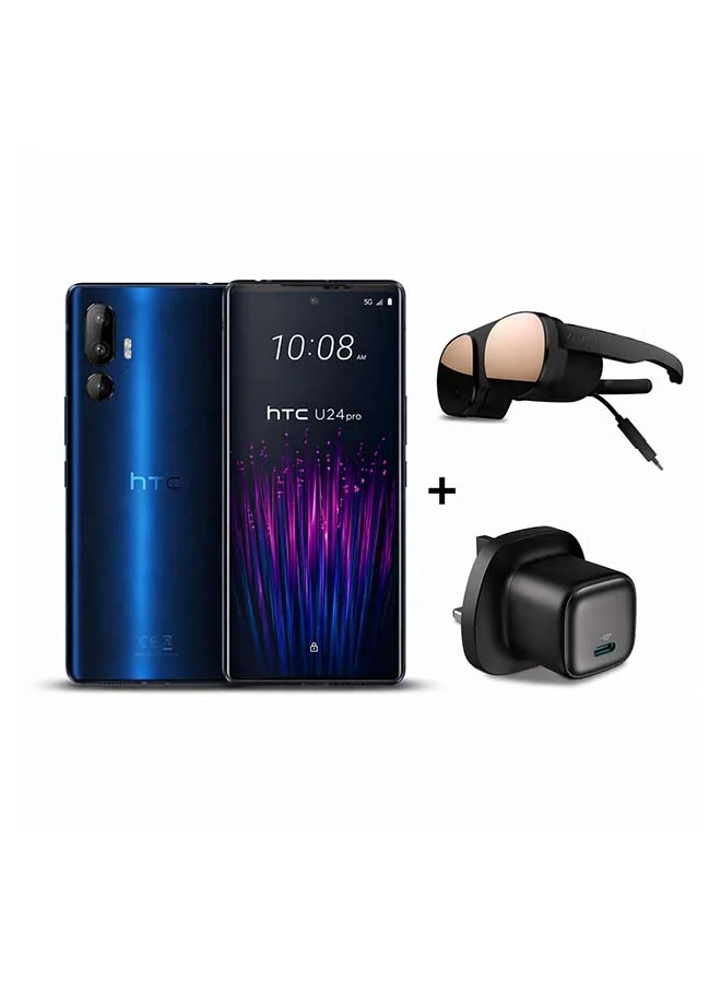 Premium 5G Smartphone 12GB RAM 512GB Storage Dual SIM Bundle with VR Headset and Adapter (Blue, 6.8 inch) crc9z
