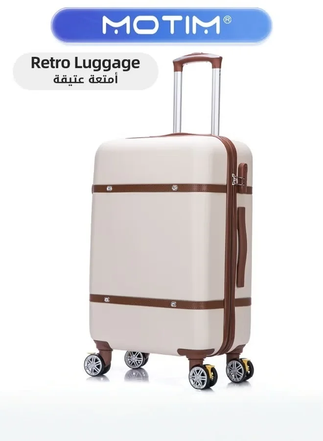 Motim Vintage Style Travel Luggage Expandable Suitcase with TSA Lock and Spinner Wheels (60 cm) e85x9