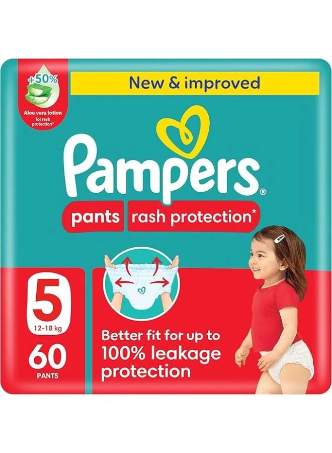 Premium Baby Diaper Pants Size 5 Junior for 12-18kg (60 Count) 5ef7b
