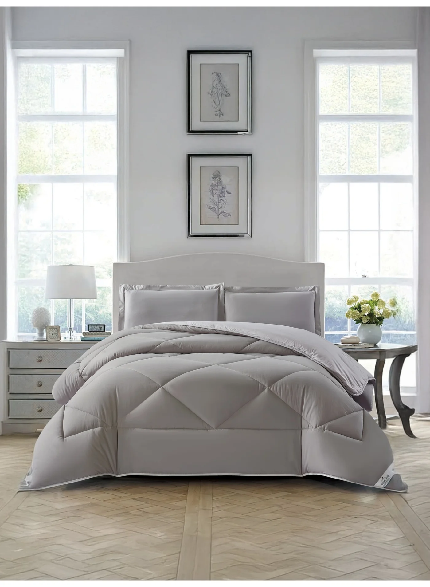 Donetella Premium Quilted Bedding Comforter Set - Soft Microfiber Bed Set for King Size Beds (240x260 cm, 3-Piece) nmh4p