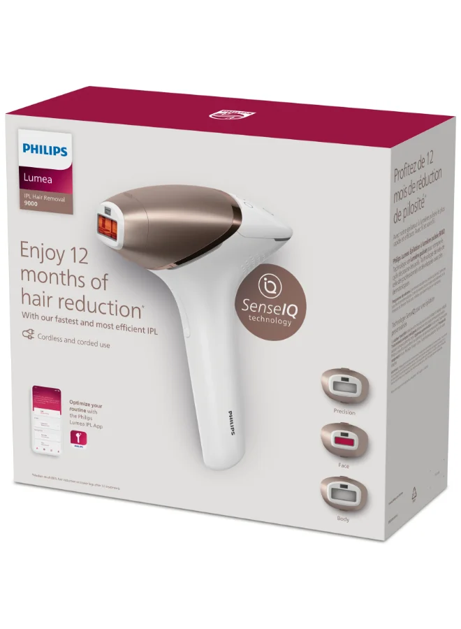 Professional IPL Hair Removal Device with SenseIQ Technology and 3 Attachments for Body and Face (White/Rose Gold) 7lvhg