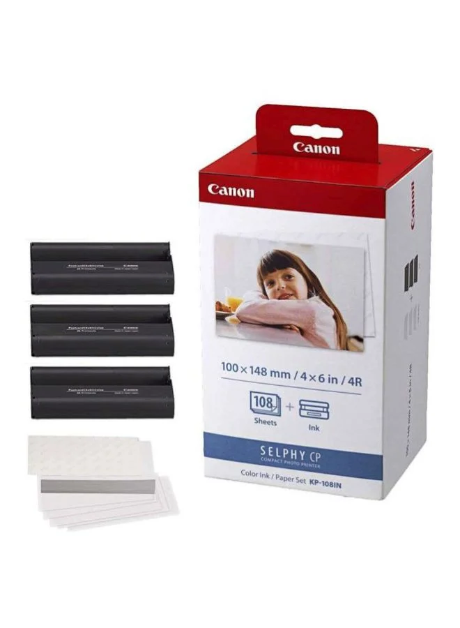 Premium Photo Paper and Ink Set for Compact Photo Printers (108 Sheets, 100 mm x 148 mm) xw6r4