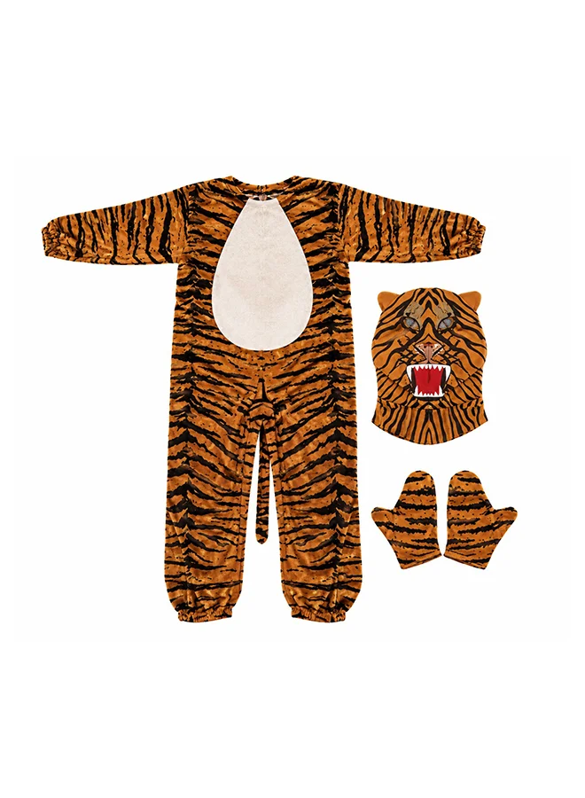 Toy Land Tiger Animal Costume Set with Hood and Gloves for Kids (Orange, 10-11 Years) ndi11
