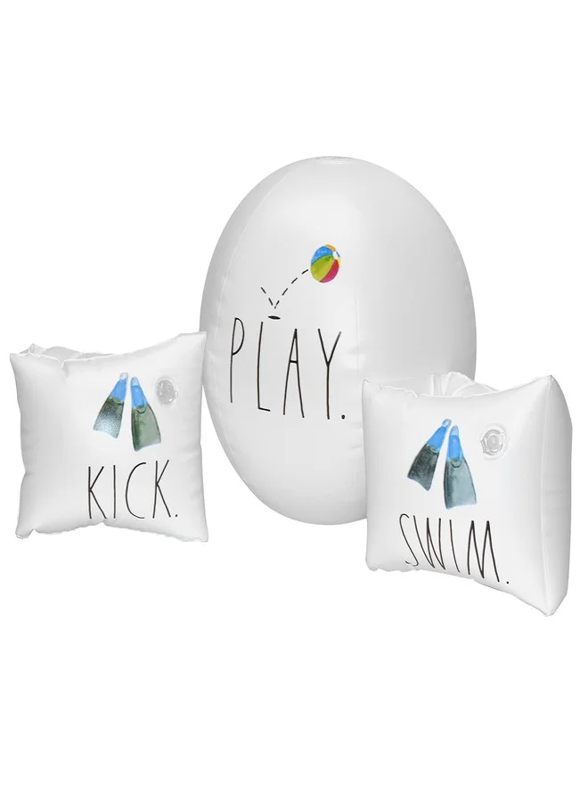 Inflatable Swim Arm Floats and Beach Ball Set for Kids (Child Size, Multi-Color) qzd14