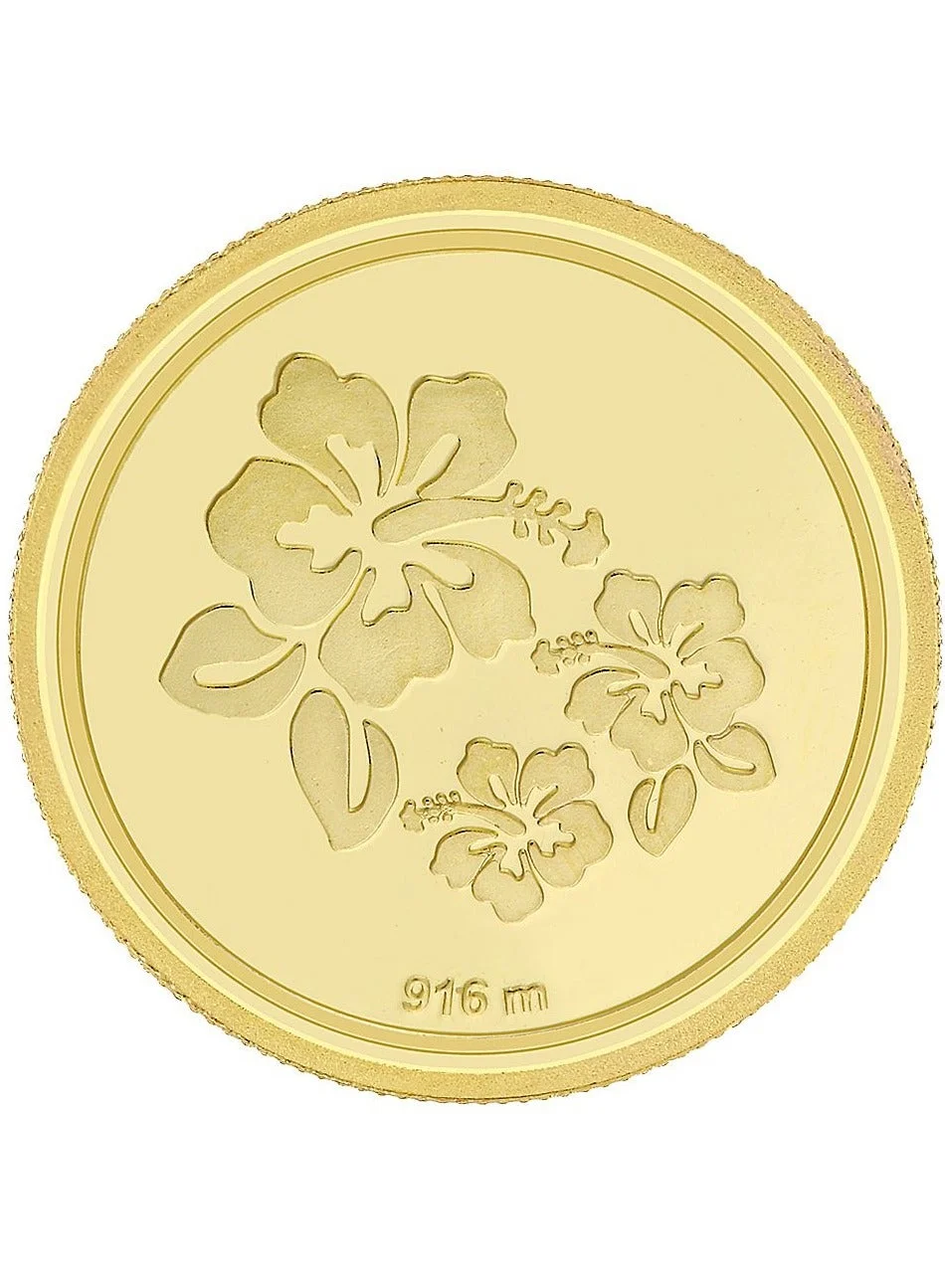 Premium 22K 916 Purity Flower Gold Coin (1 Gram, Gold) heuhz