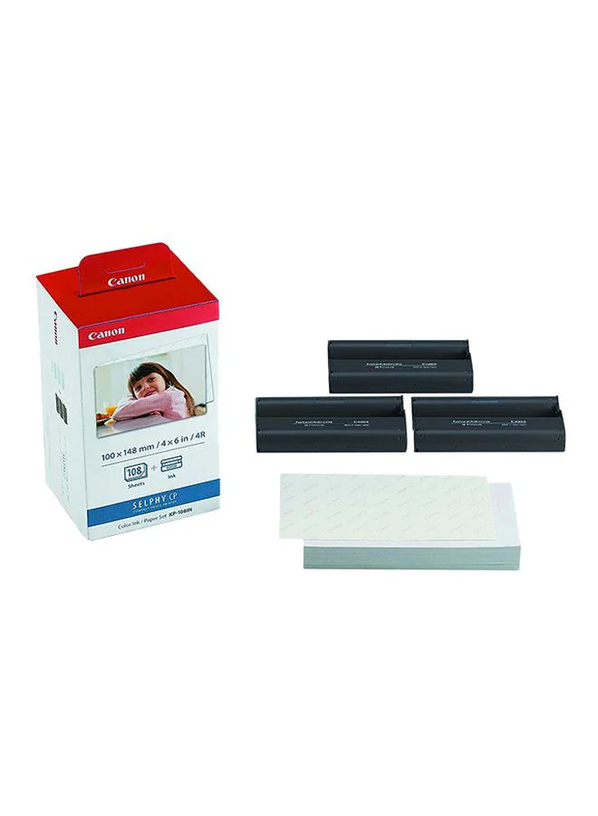 Premium Photo Printer Ink and Paper Set (Glossy White, 108 Sheets) 1mha2