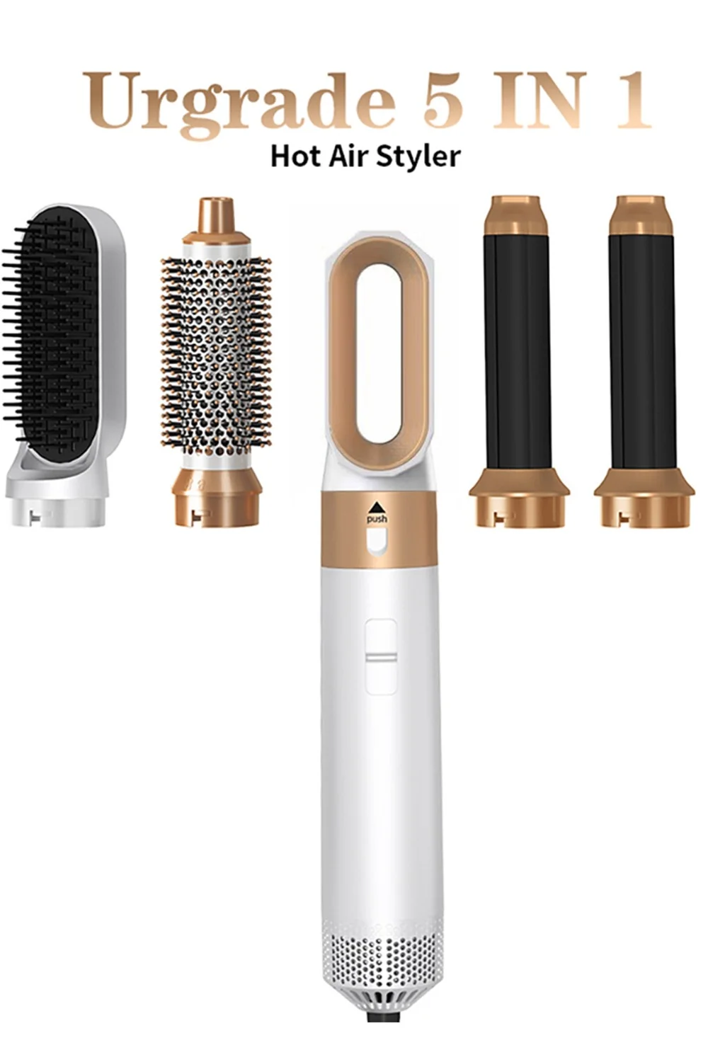 BESTIS 5-in-1 Hot Air Hair Dryer Brush Styling Set Professional Hair Curler and Straightener Tool (White, 1000W) zln6f