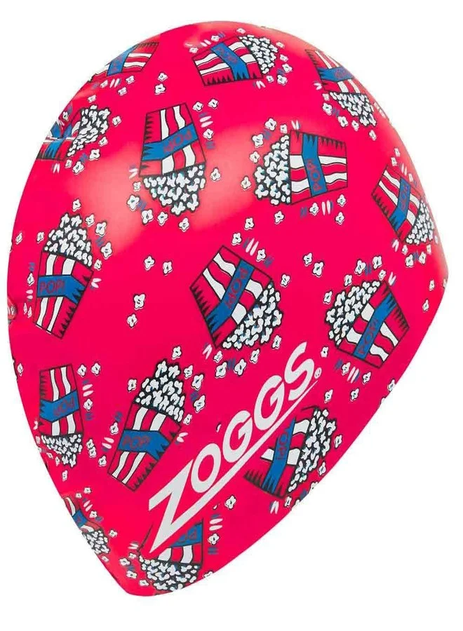 Premium Silicone Printed Swim Cap Durable Waterproof Swimming Accessory for Adults (Pop Corn/Magenta, One Size) 7nojk