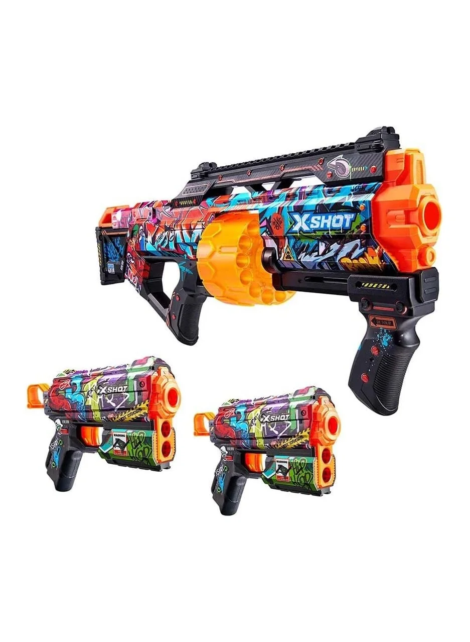 X-Shot Skins Mix Combo Pack Last Stand and Flux Foam Dart Blaster Set (2-Pack) l6m31