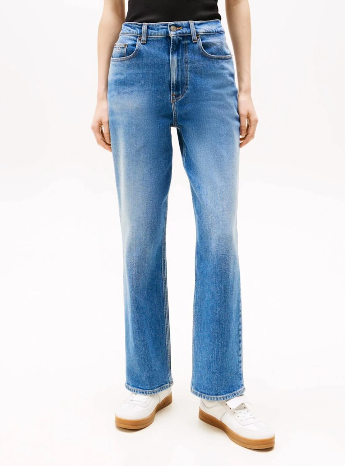 Premium Loose Denim Pants High-Waisted Wide-Leg Casual Trousers for Women (Blue, Medium) v463t