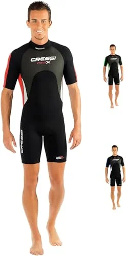 Premium Short Sleeve Wetsuit for Men Professional Diving and Swimming Gear (Black/Red, 2XL) ehvh3
