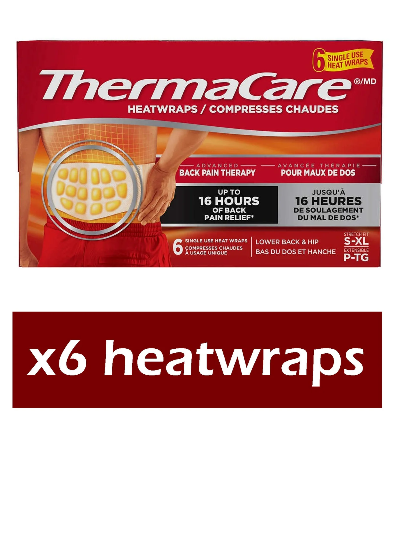 Premium Heat Therapy Wraps for Lower Back and Hip Support (Adjustable, 6 Count) 5wg1e