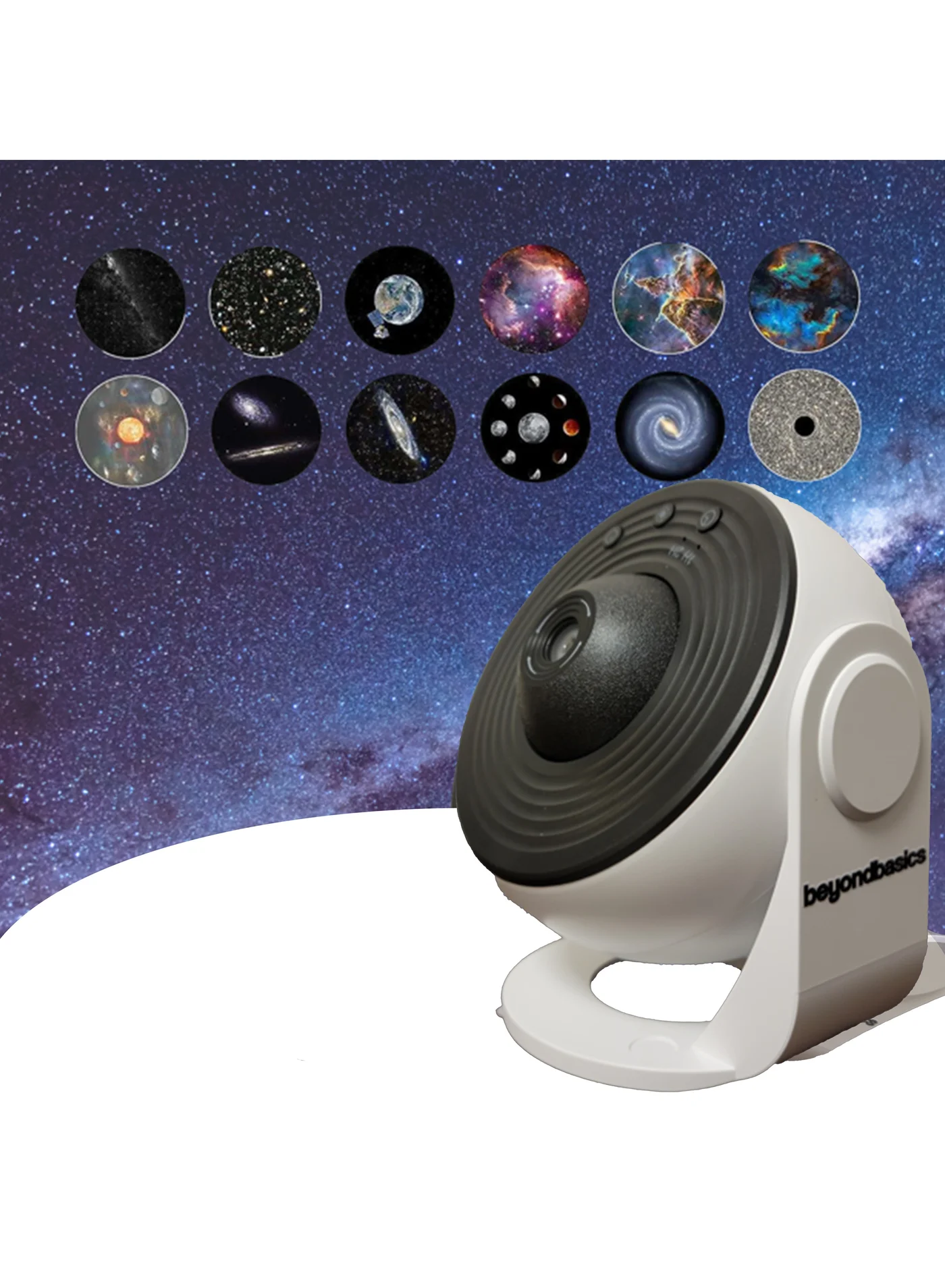 Premium Home Planetarium Starry LED Projector 360 Adjustable Aesthetic Night Light with 12 Replaceable Discs for Kids and Adults (White) hm58r