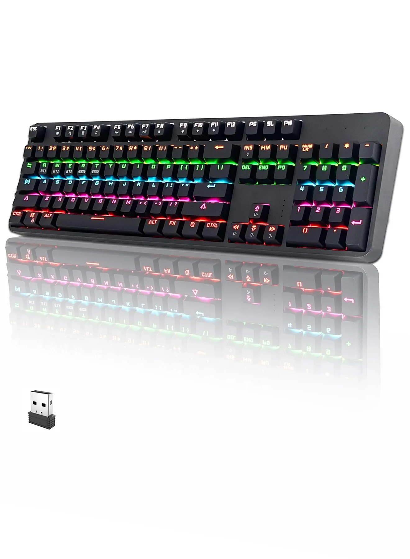 Infino Wireless Mechanical Keyboard 104-Key RGB Tri-Mode Hot-Swappable Red Switches (Red, Full-Size) wxpv5