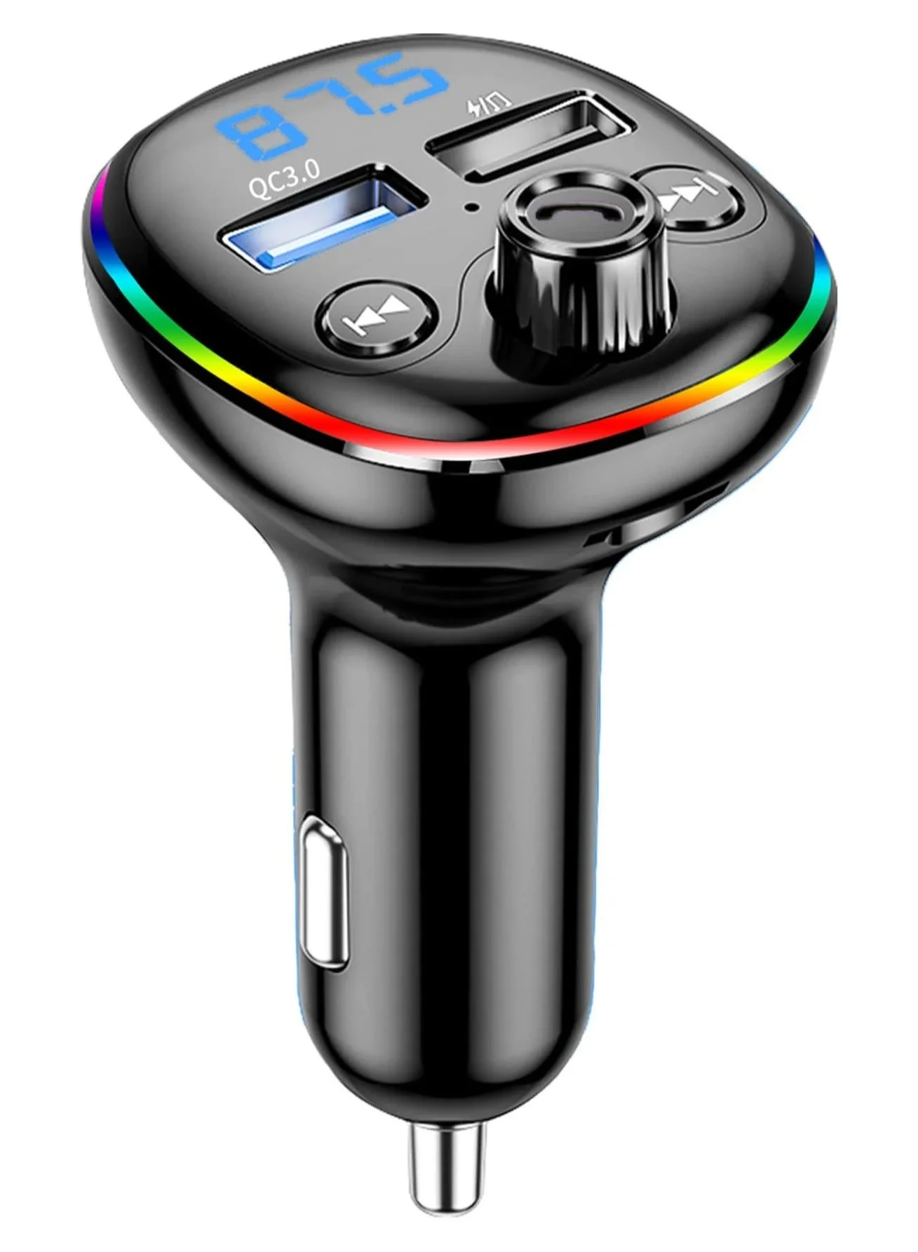 MR.SMART Car FM Transmitter Bluetooth MP3 Player with PD and USB Fast Charging Ports (Hands-Free Calling, U-Disk Playback, Voltage Display) fo44z