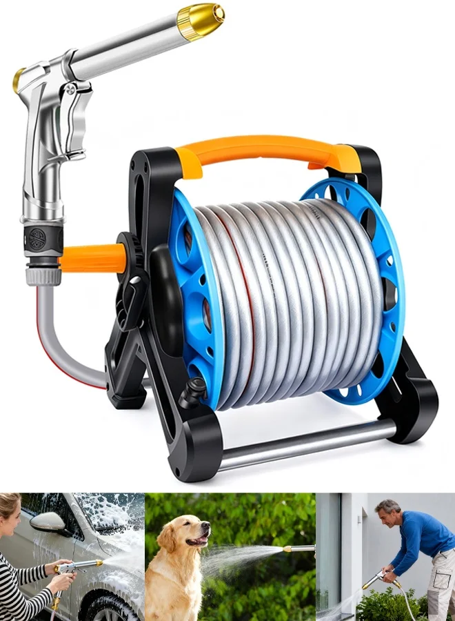 TAPIT High-Pressure Car Wash Water Gun and Hose Reel Set (10m, 3-Ply Leakproof) p96r4