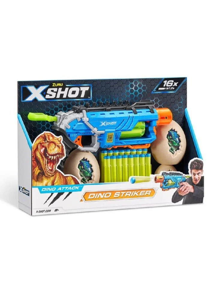 X-Shot Dino Striker Foam Dart Blaster High-Performance Toy Blaster for Kids (16 Darts) tr9cd