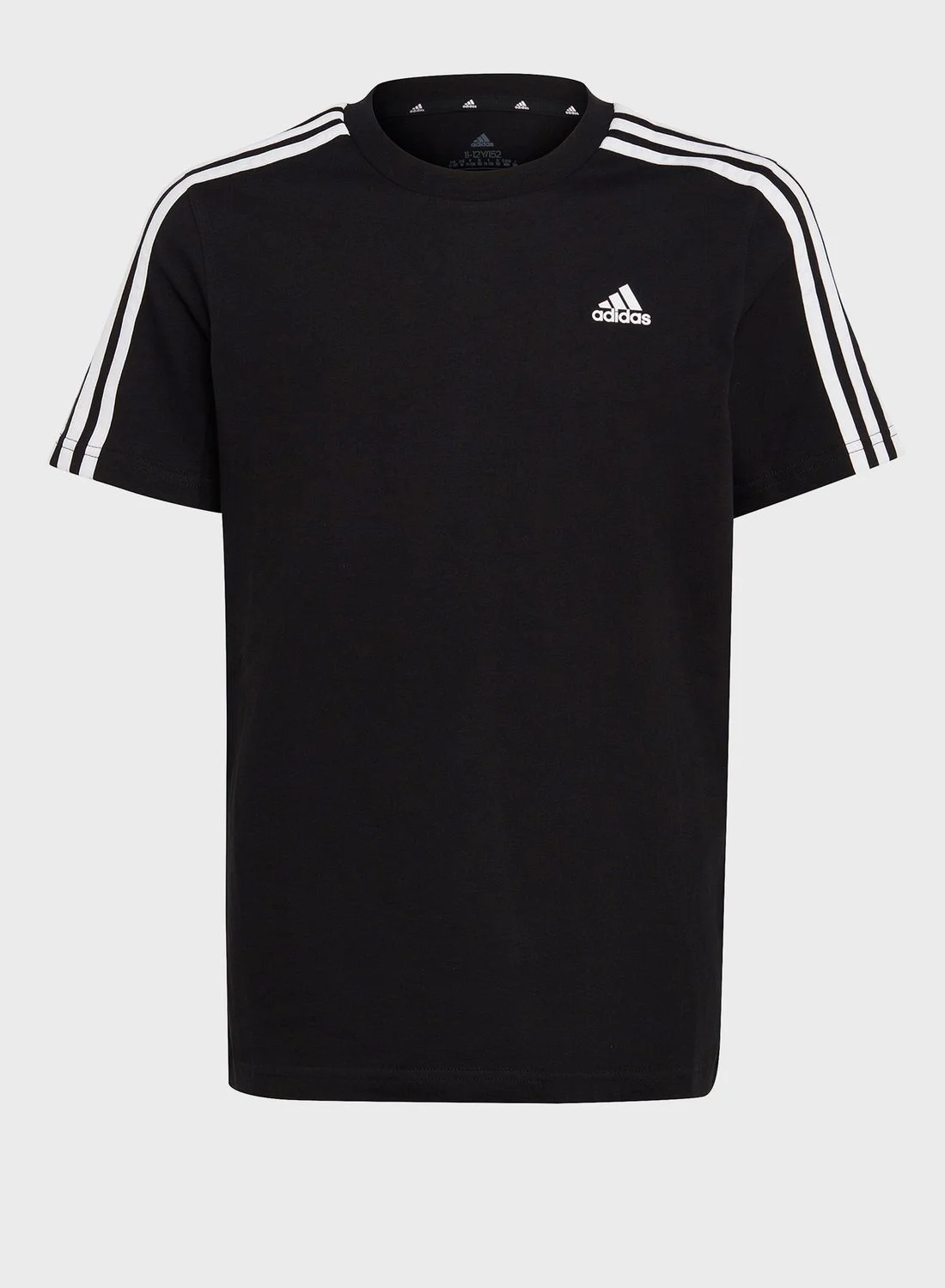 Sport Essential 3-Stripe Crew Neck T-Shirt for Kids (Breathable Cotton Blend, Navy Blue, 120 cm) 02hdm