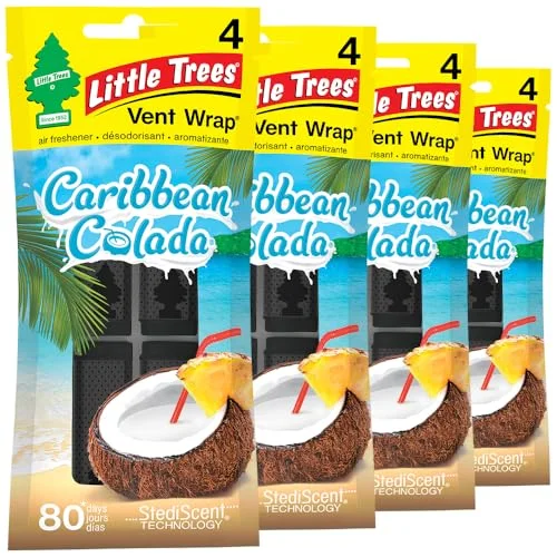 Car Vent Air Freshener Wrap Premium Long-Lasting Scent Caribbean Colada (4 Count Pack) 8py5i