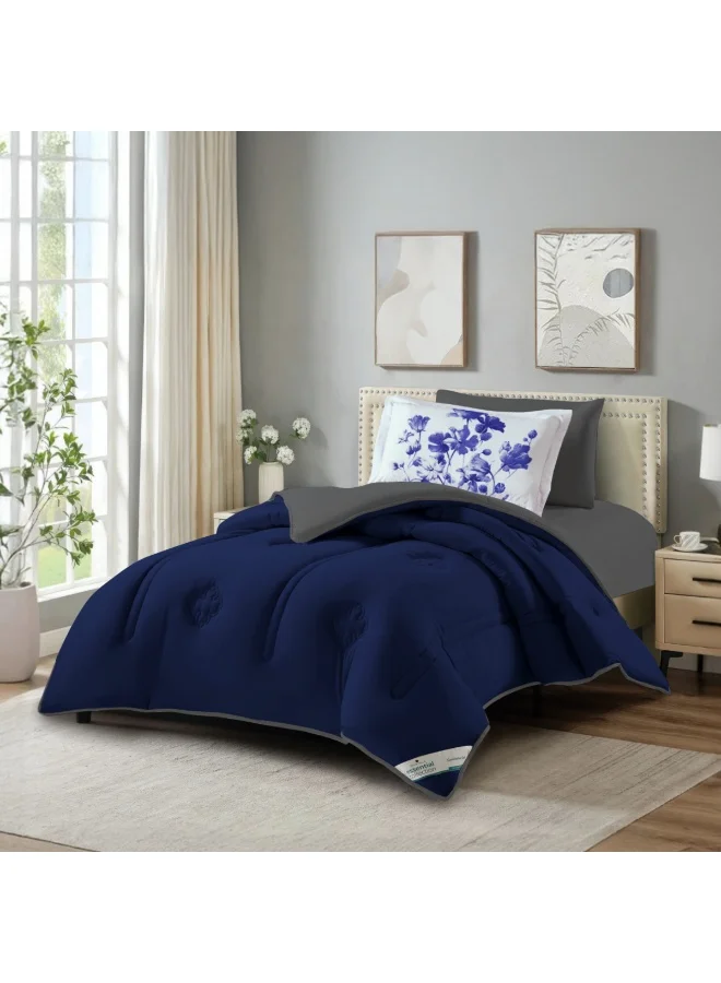 Donetella 4-Piece Quilted Bedding Comforter Set Premium Microfiber Bed Set for Single Bed (Solid, 140x200 cm) iztm4